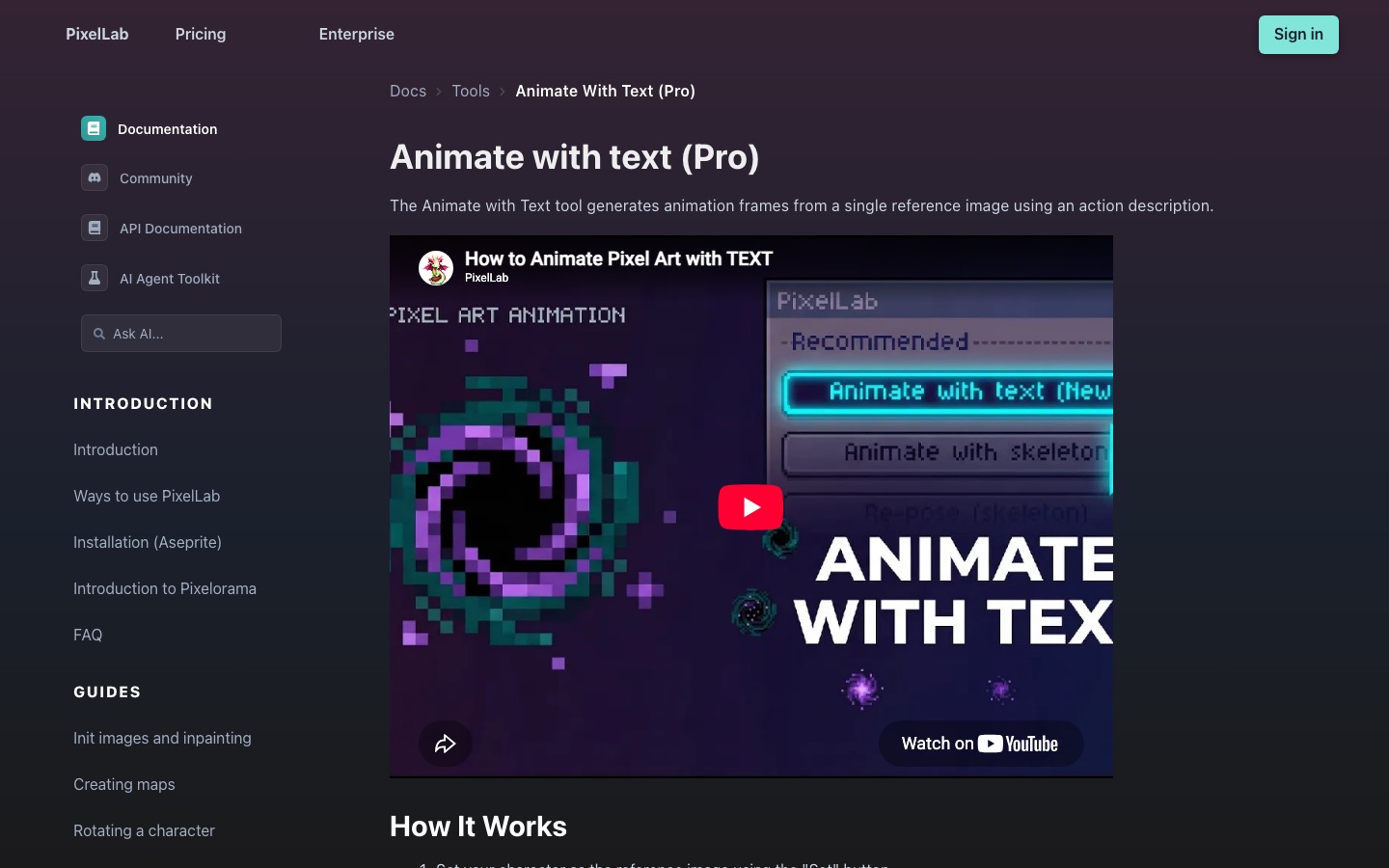 Page Animate with text de PixelLab
