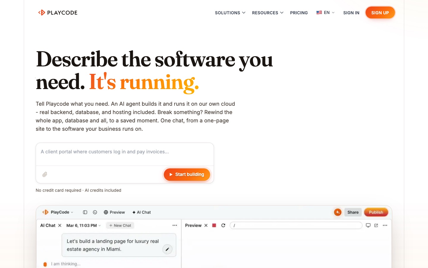 Playcode website home page