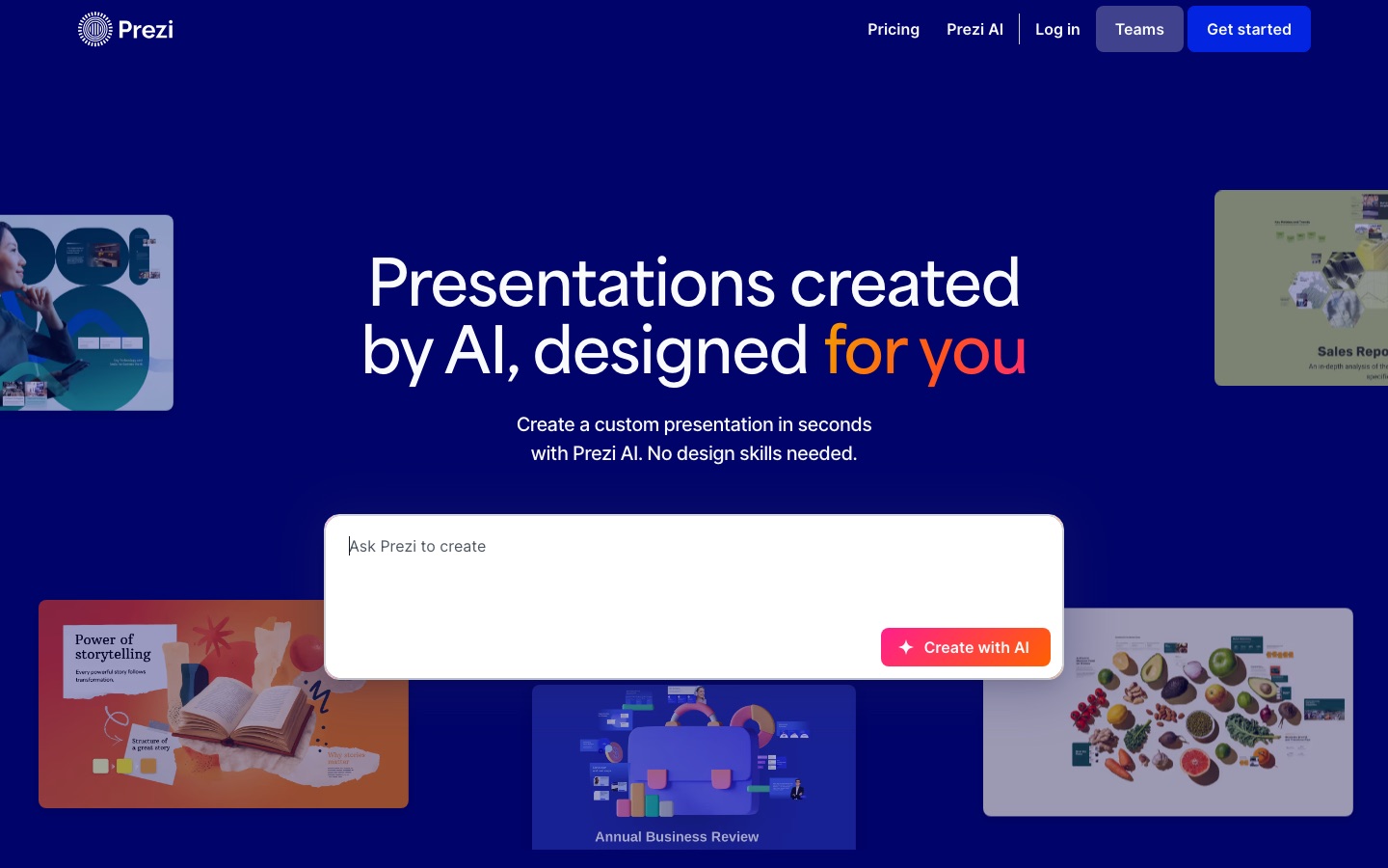 Pagina Prezi AI di Prezi