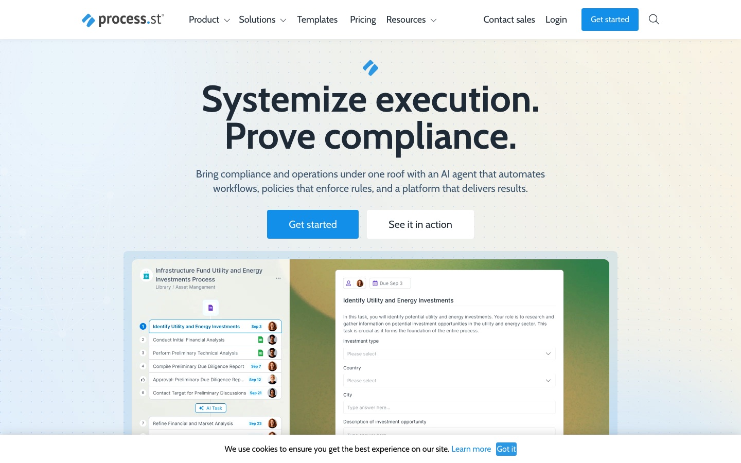 Startseite der Website von Process Street