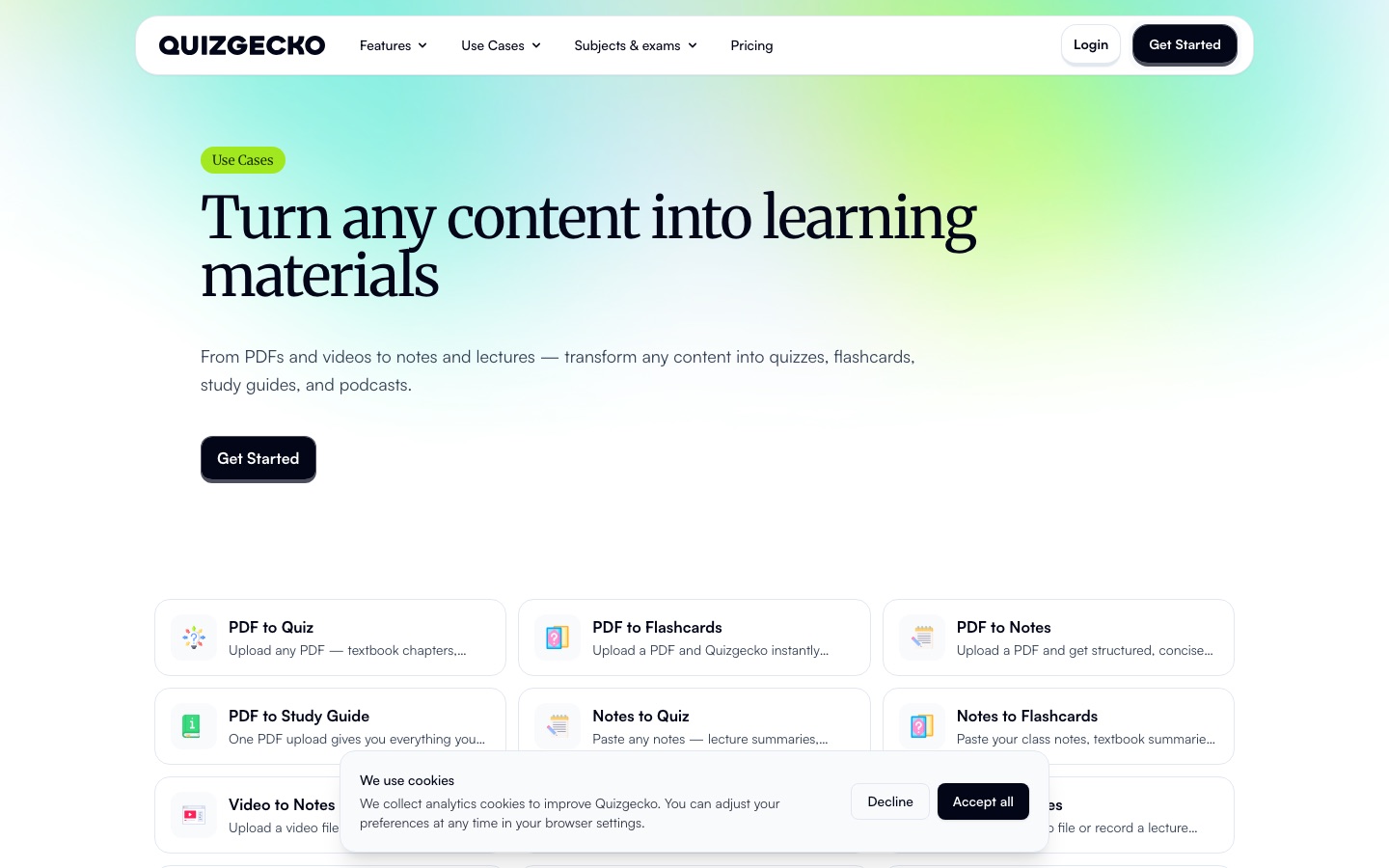 Quizgecko use cases page