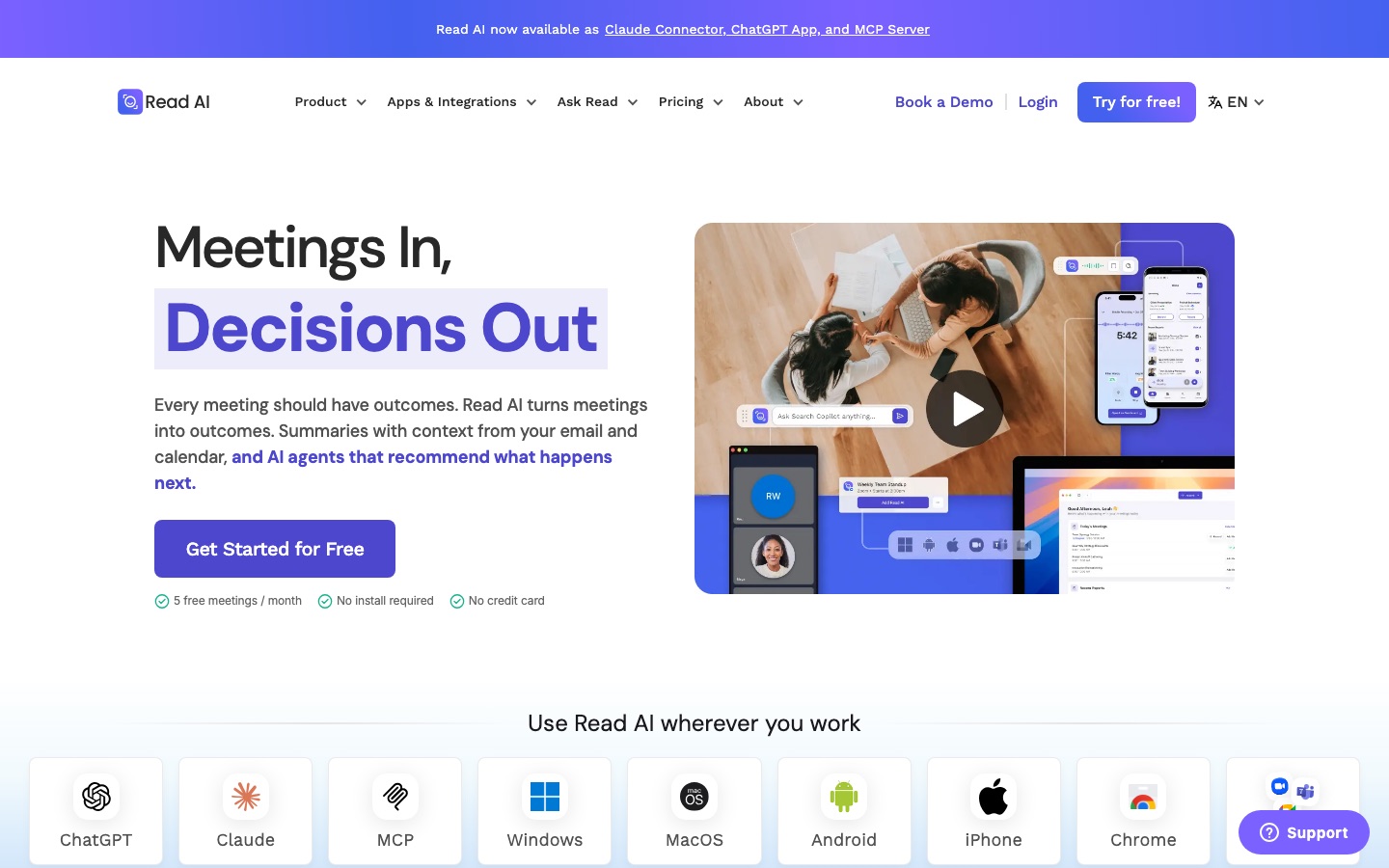 Read AI web sitesinin ana sayfası