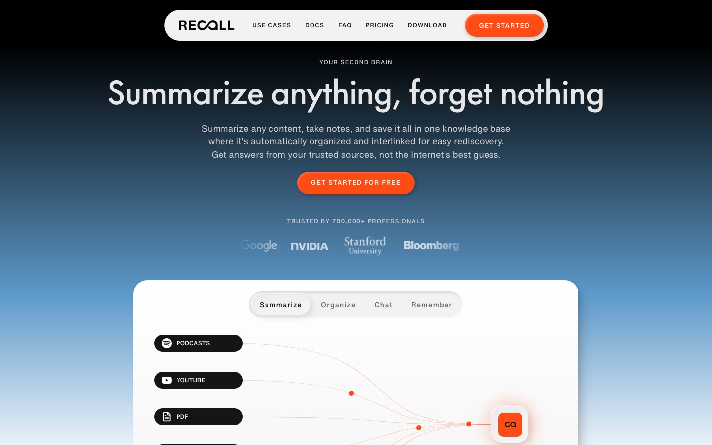 Recall web sitesinin ana sayfası