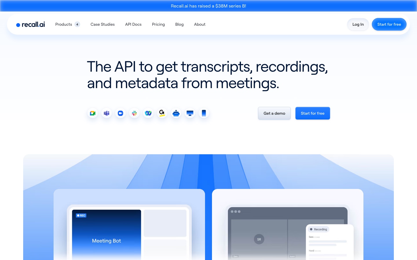 Recall.ai website home page