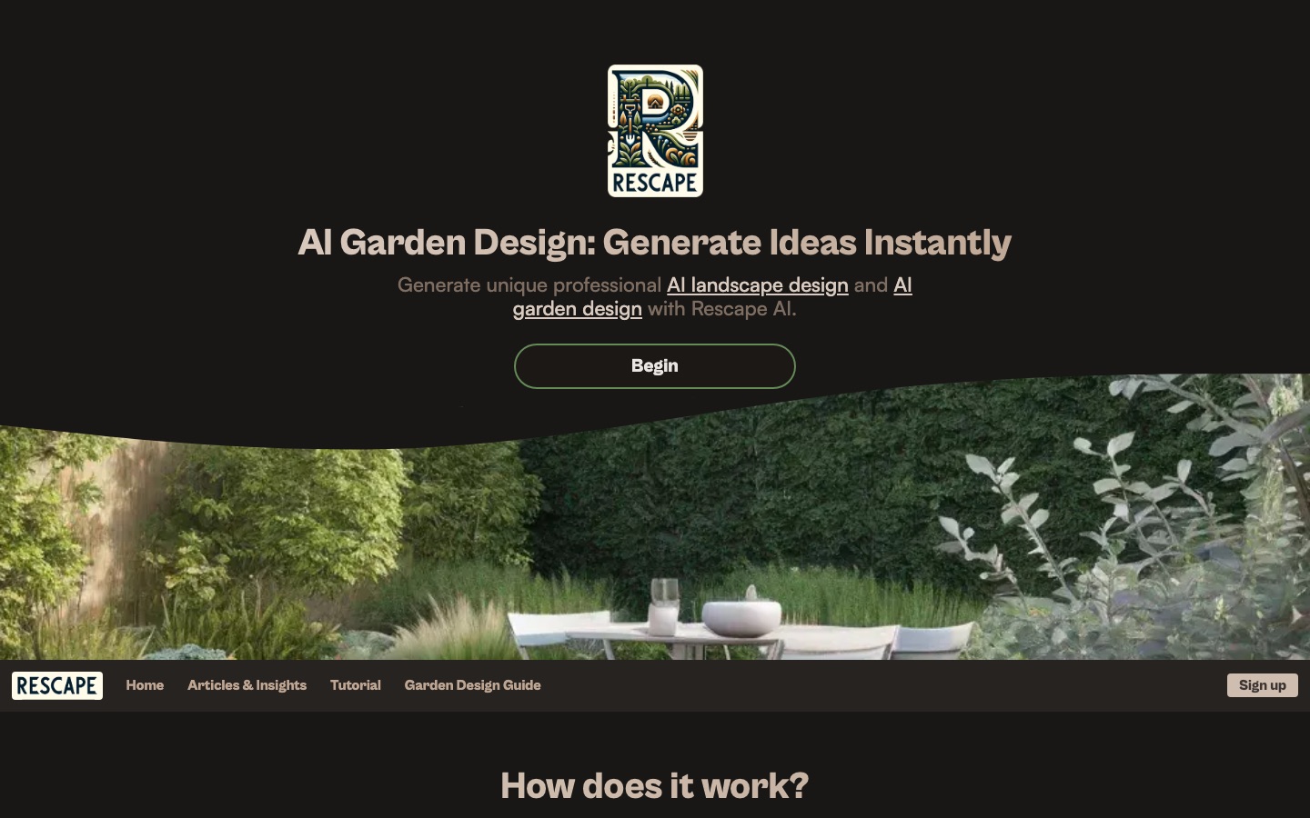 Rescape AI website home page
