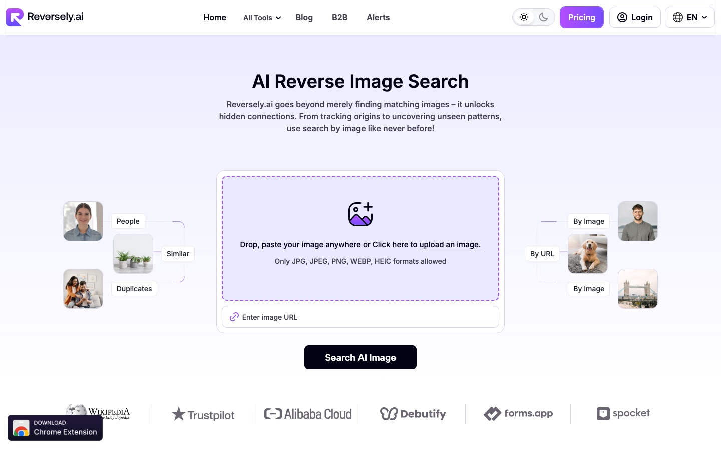 Reversely.ai web sitesinin ana sayfası