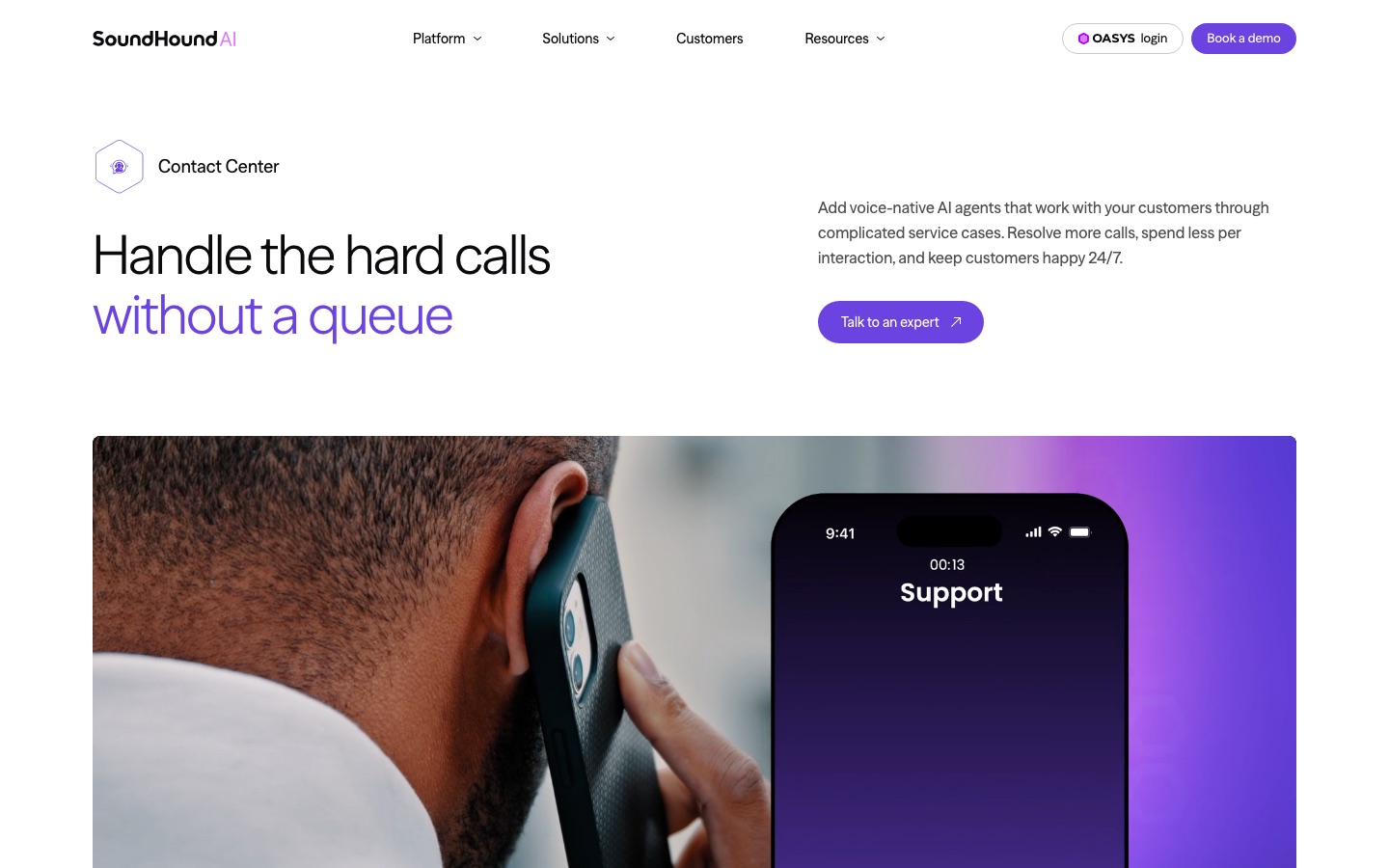 SoundHound AI contact center page