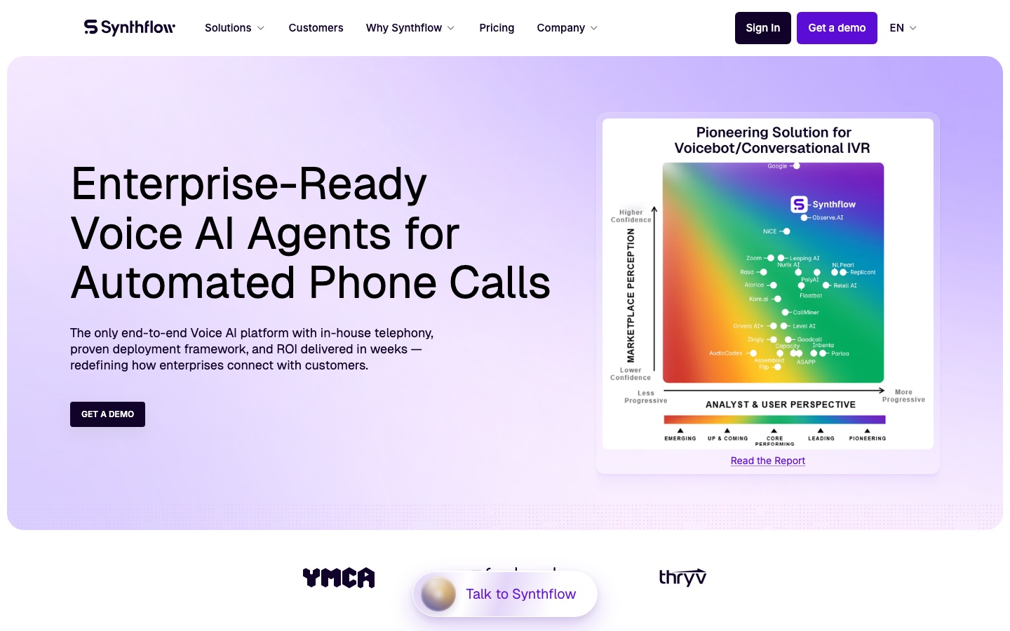 Synthflow website home page
