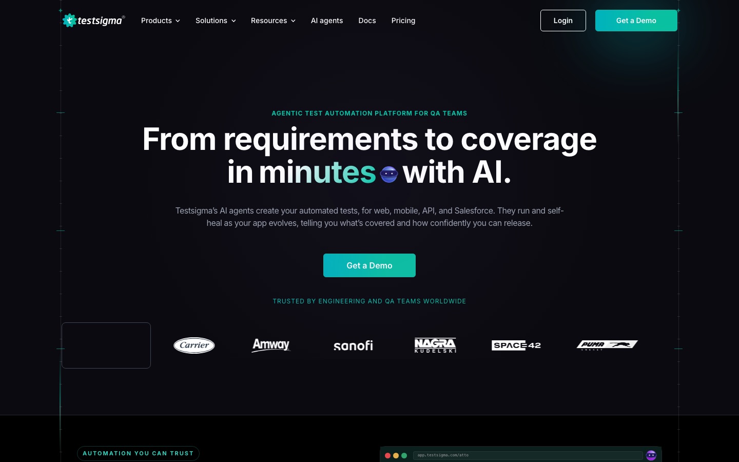 Testsigma website home page