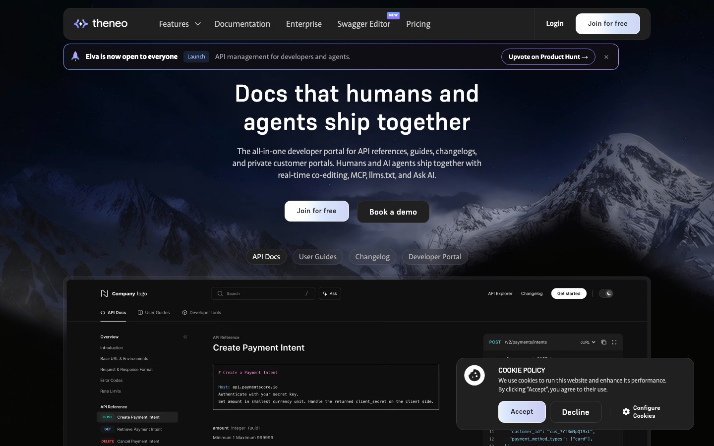 Homepage van de website van Theneo