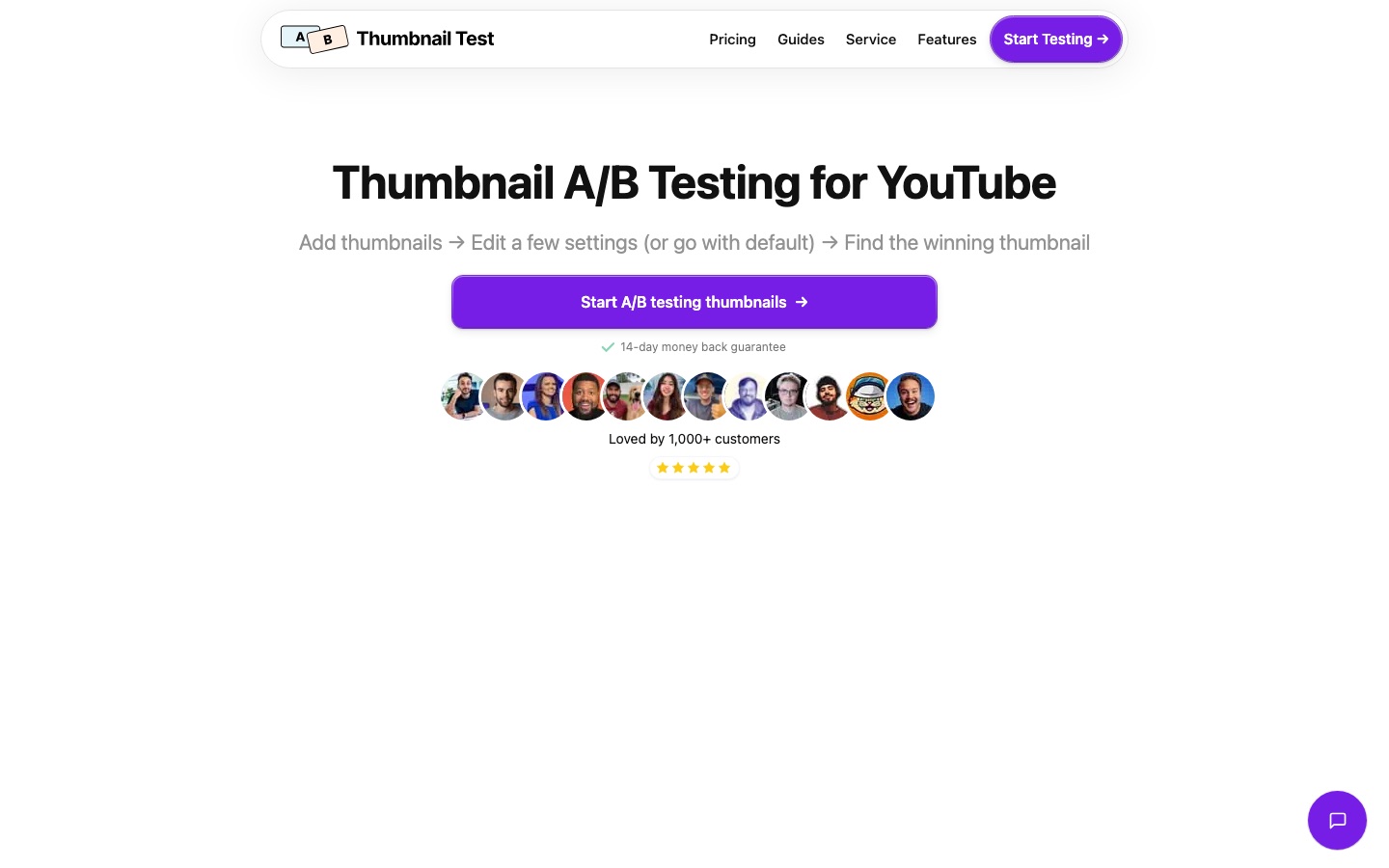 Thumbnail Test thumbnail a/b testing page