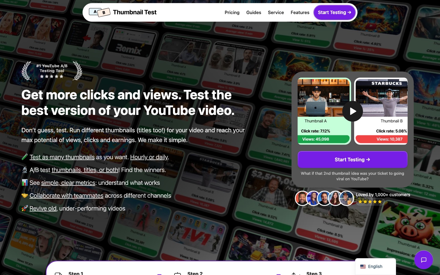 Thumbnail Test website home page