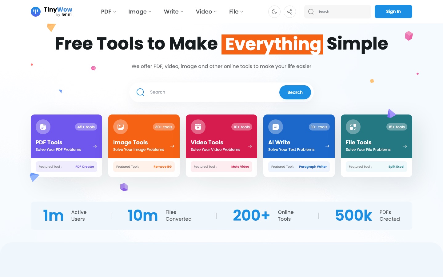 TinyWow website home page