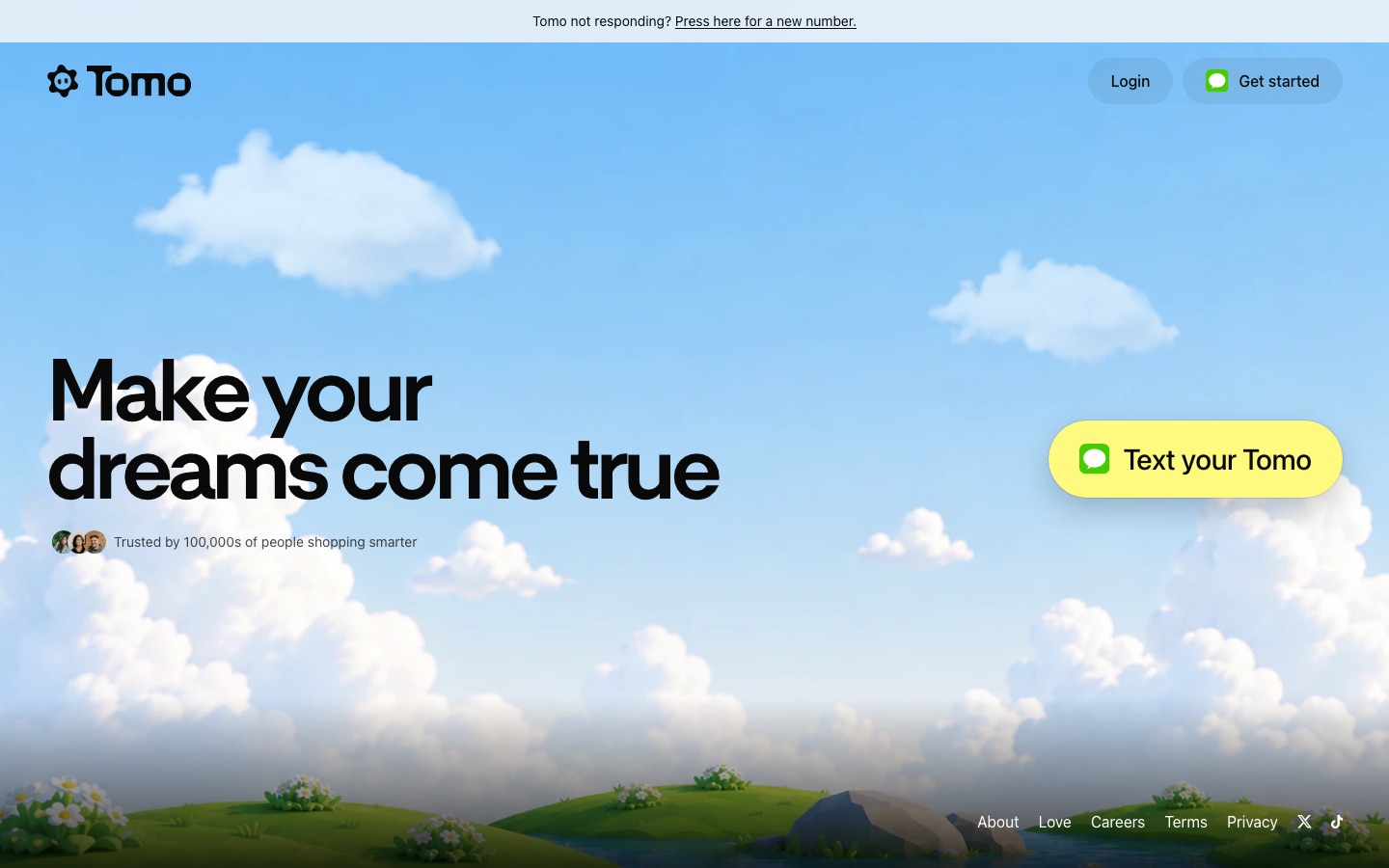 Tomo website home page