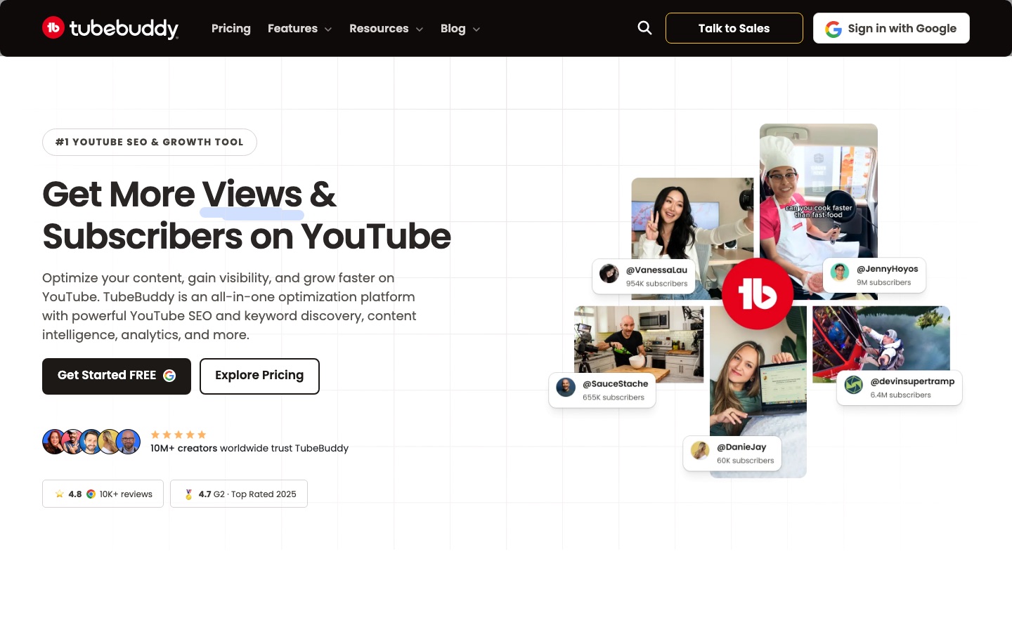 TubeBuddy website home page