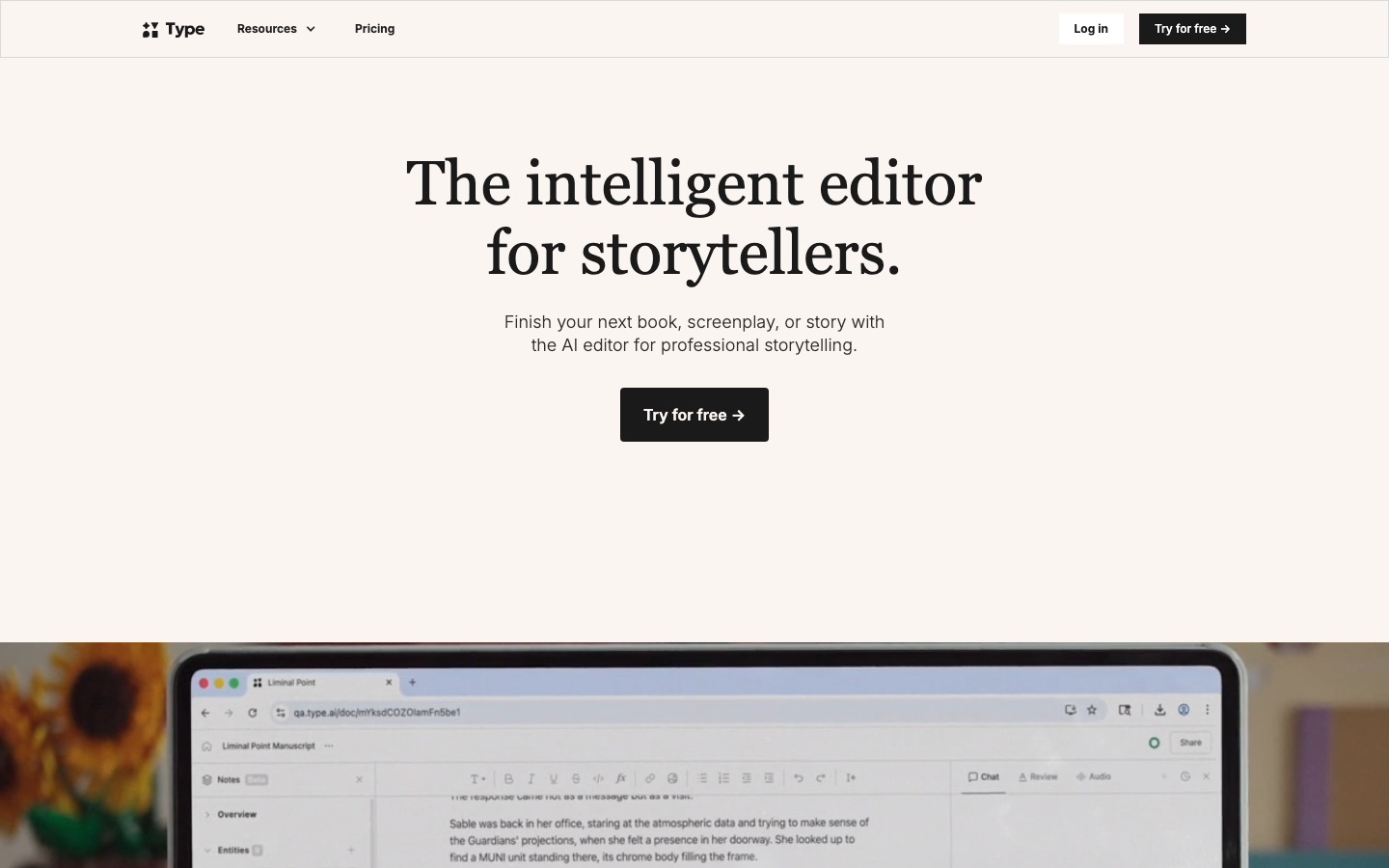 Type.ai website home page