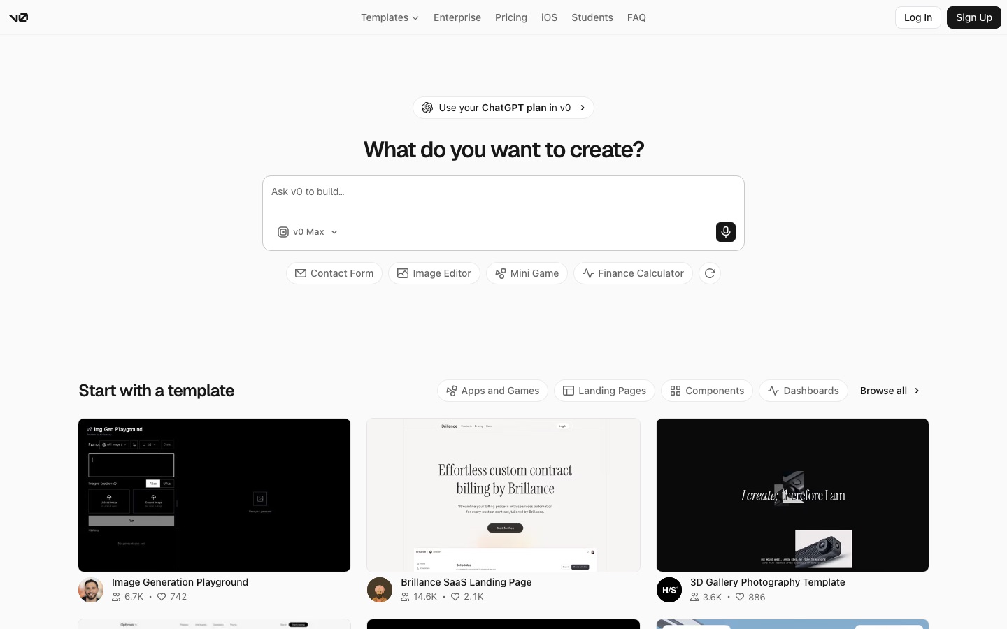 Page d’accueil du site de v0