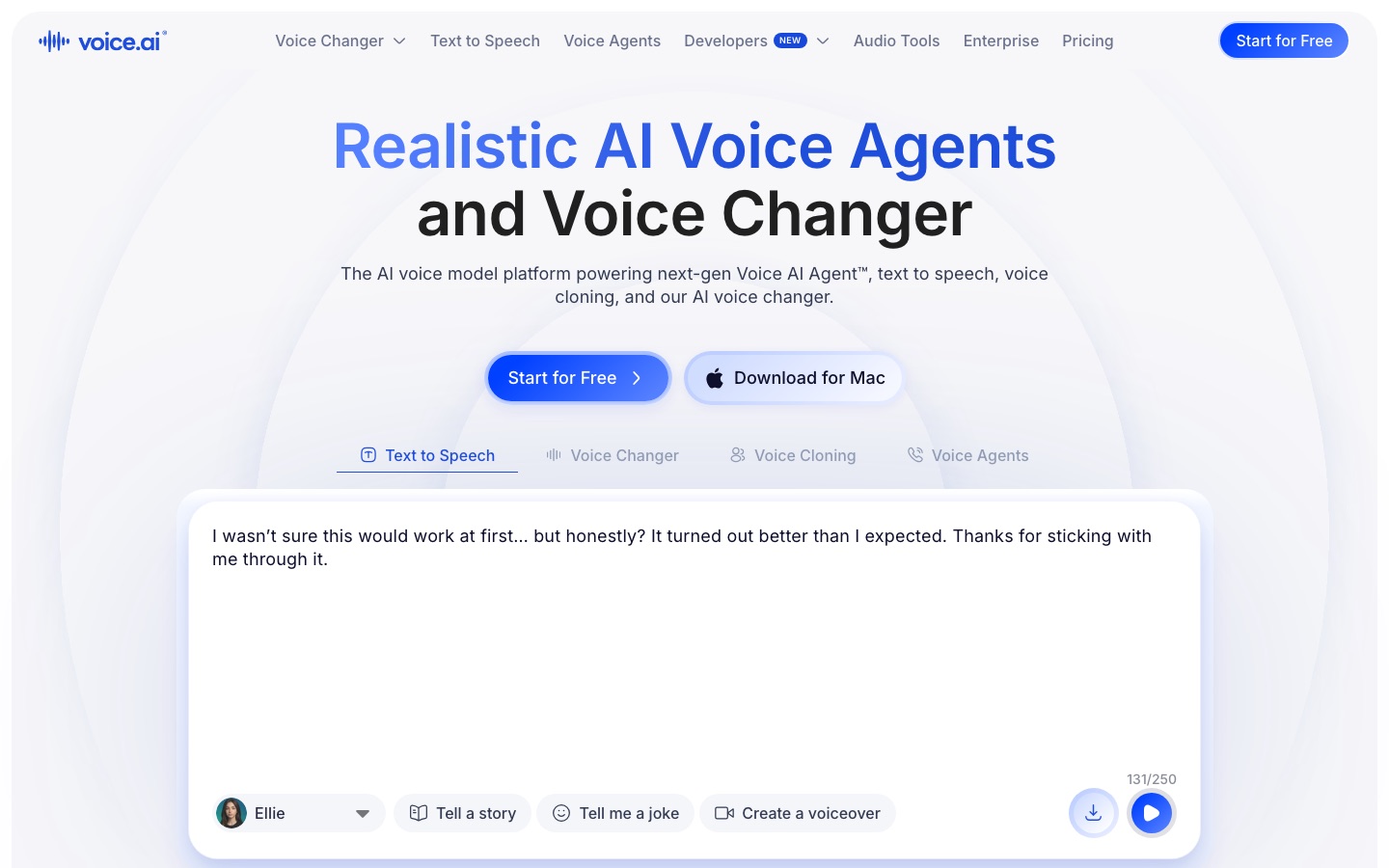 Главная страница сайта Voice.ai