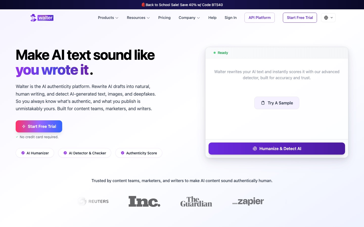 Homepage van de website van Walter Writes AI