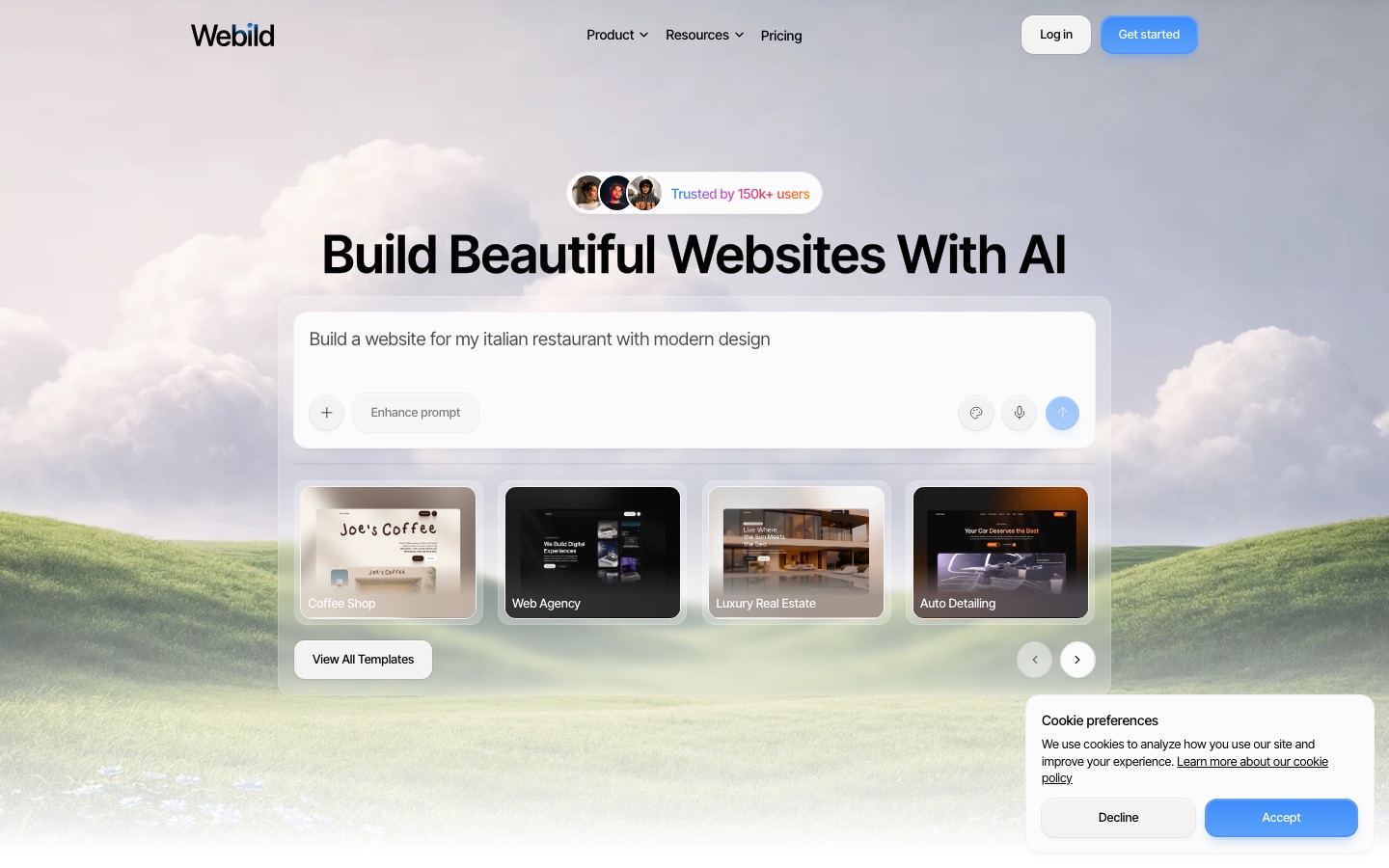 Webild website home page