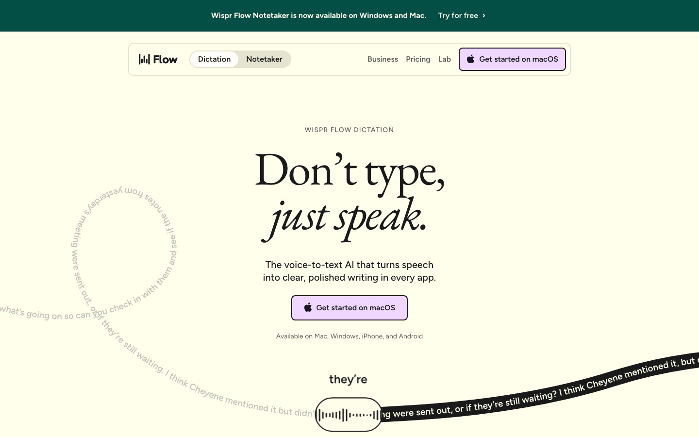 Wispr Flow website home page